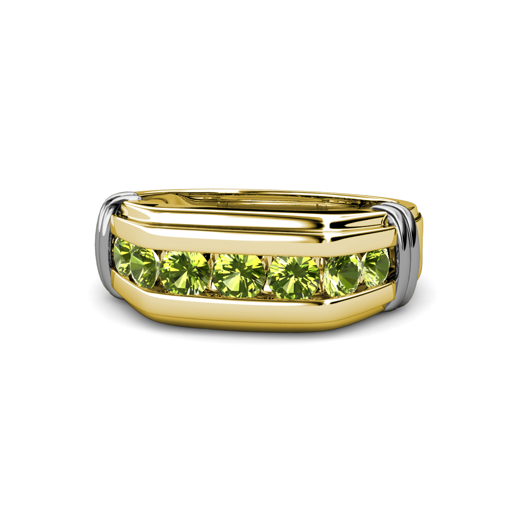 Brad Peridot 7 Stone Men Wedding Ring (8.5 mm) 